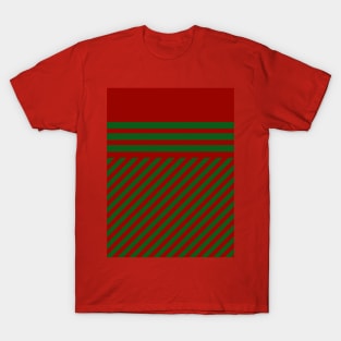 Geometric green red christmas abstract T-Shirt